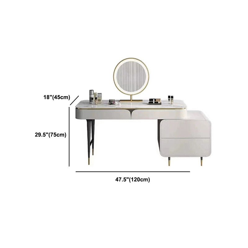 Rock Slate Off-white Dressing Table with 4 Drawers Metal Base
