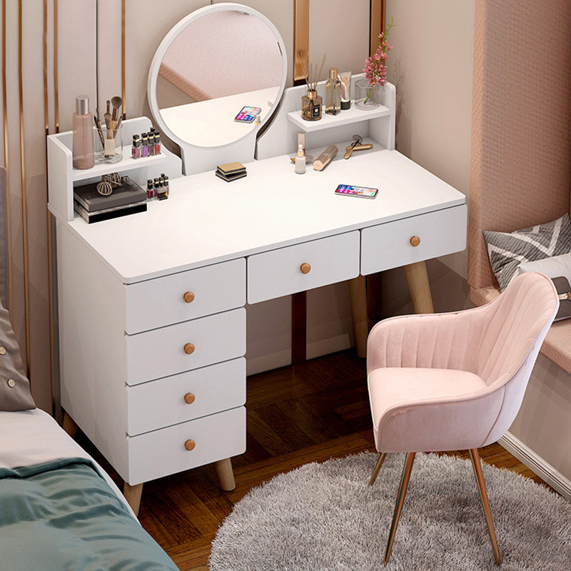 Artificial Wood Countertop White/grey 4 Legs Dresser with 6 Drawers