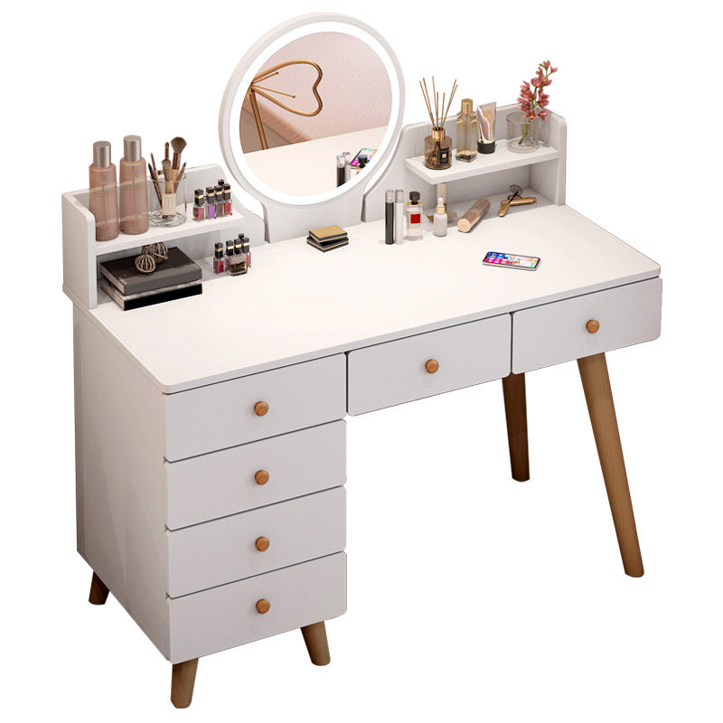 Artificial Wood Countertop White/grey 4 Legs Dresser with 6 Drawers