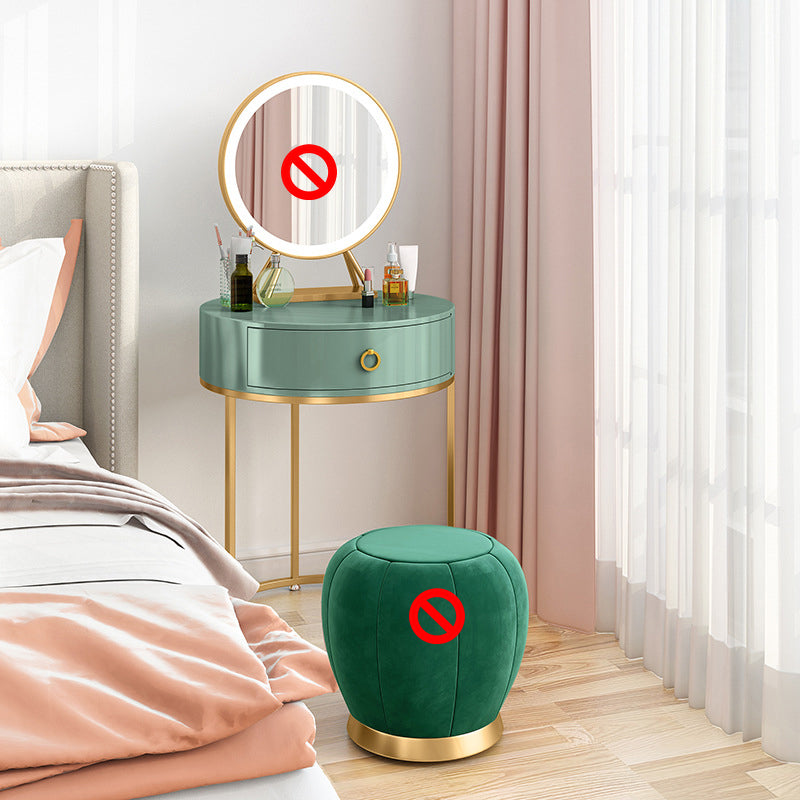 Panel Top Green/white with Drawers Gold Metal Base Dressing Table