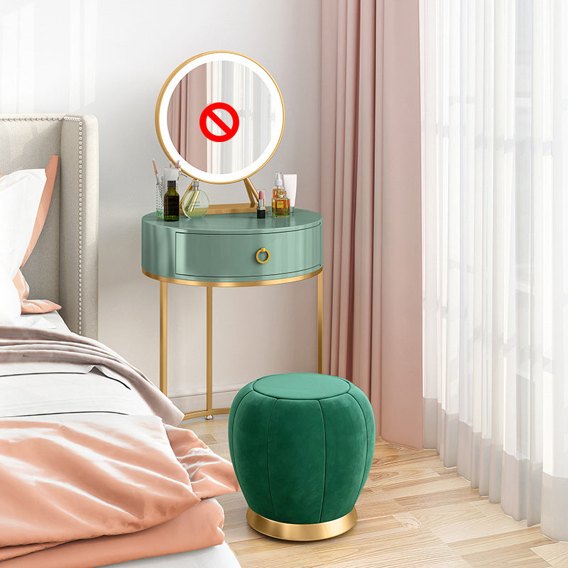 Panel Top Green/white with Drawers Gold Metal Base Dressing Table