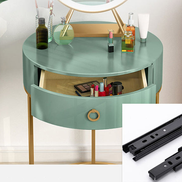 Panel Top Green/white with Drawers Gold Metal Base Dressing Table
