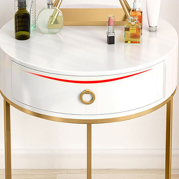 Panel Top Green/white with Drawers Gold Metal Base Dressing Table