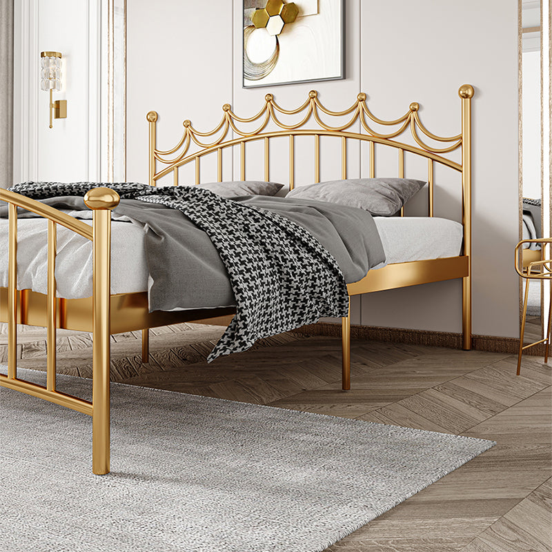 Glam Metallic Standard Bed with Arched Open-Frame Headboard