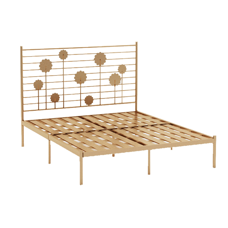 Glam Open-Frame Bed Metal Rectangular Headboard Standard Bed