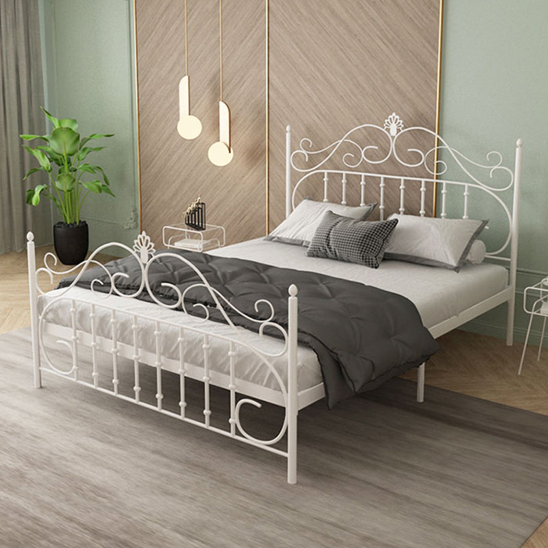 Glam Metal Bed Frame with Camelback Open-Frame Headboard and Footboard
