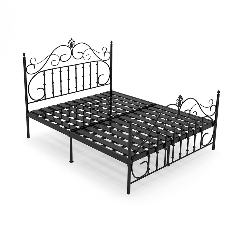 Glam Metal Bed Frame with Camelback Open-Frame Headboard and Footboard