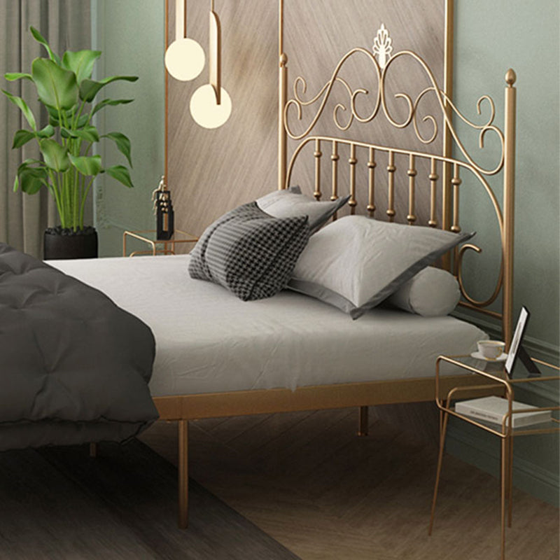 Glam Metal Bed Frame with Camelback Open-Frame Headboard and Footboard