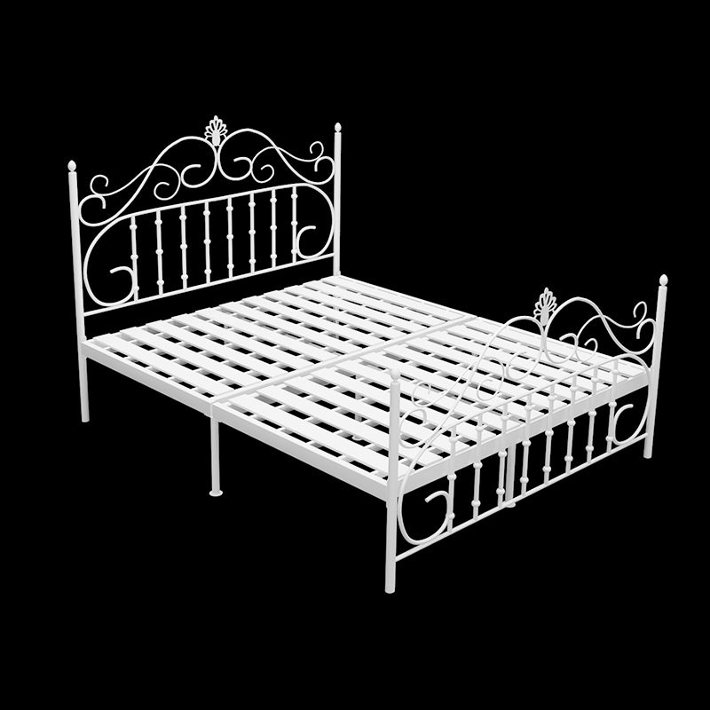 Glam Metal Bed Frame with Camelback Open-Frame Headboard and Footboard