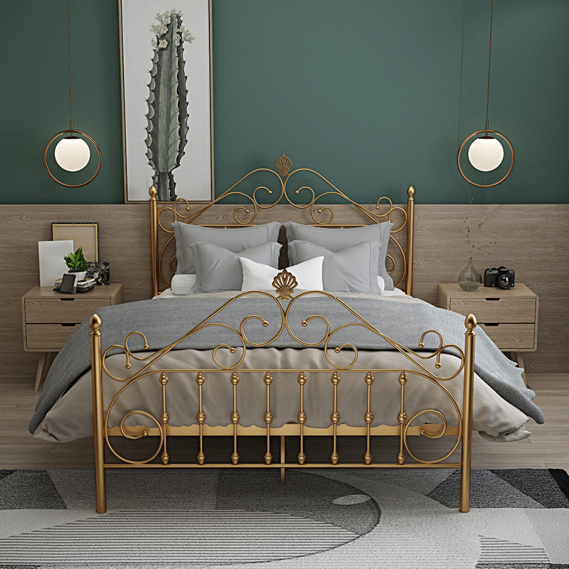Glam Style Metal Iron Material with Headboard Gold/black/white Bed