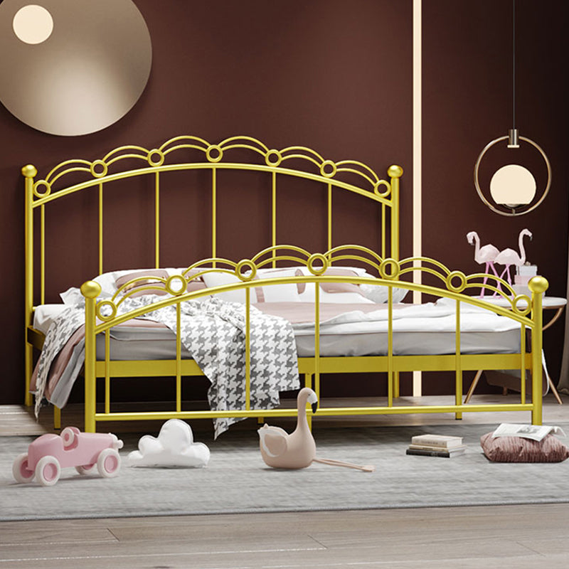 Open-Frame Glam Bed Metal Bed Frame with Rainbow Headboard and Footboard