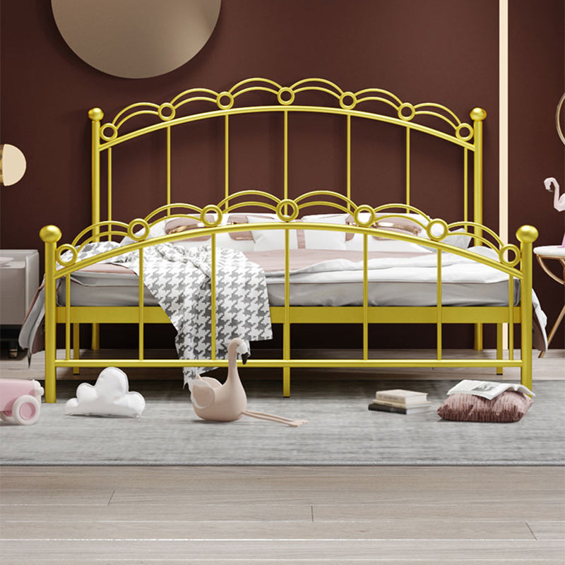 Open-Frame Glam Bed Metal Bed Frame with Rainbow Headboard and Footboard