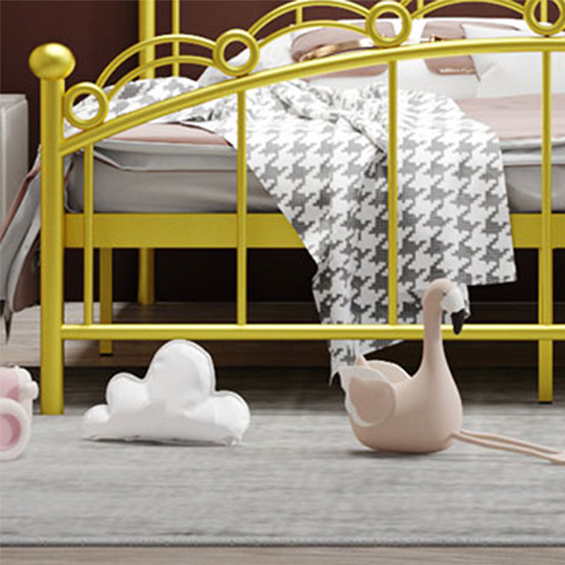 Open-Frame Glam Bed Metal Bed Frame with Rainbow Headboard and Footboard