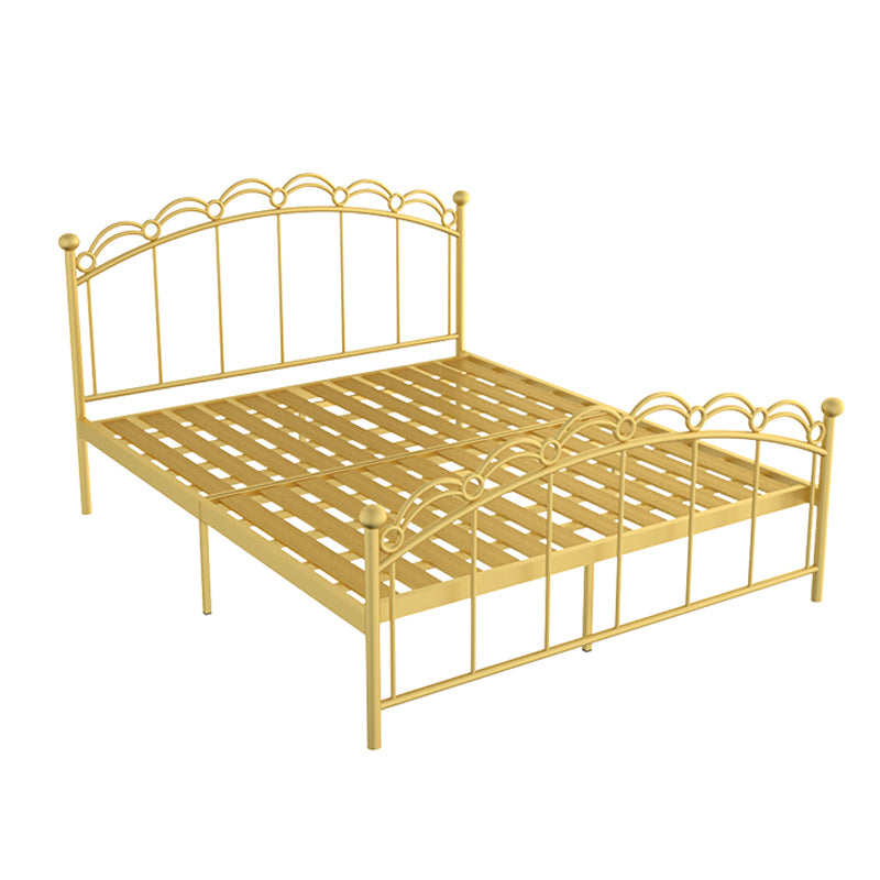 Open-Frame Glam Bed Metal Bed Frame with Rainbow Headboard and Footboard