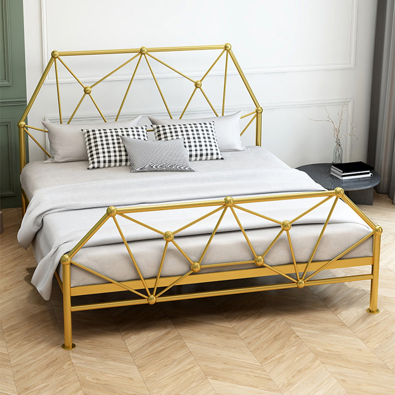 Glam Open-Frame Bed Metal Bed Frame with Headboard, 39.4"/53.1" Standard Bed