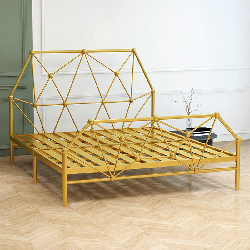 Glam Open-Frame Bed Metal Bed Frame with Headboard, 39.4"/53.1" Standard Bed