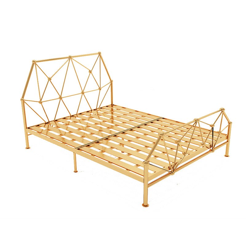 Glam Open-Frame Bed Metal Bed Frame with Headboard, 39.4"/53.1" Standard Bed