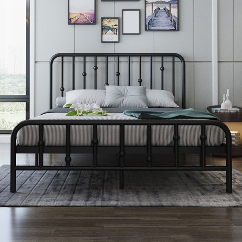 Glam Slat Bed Rectangular Spindle Headboard with Metal Legs Bed