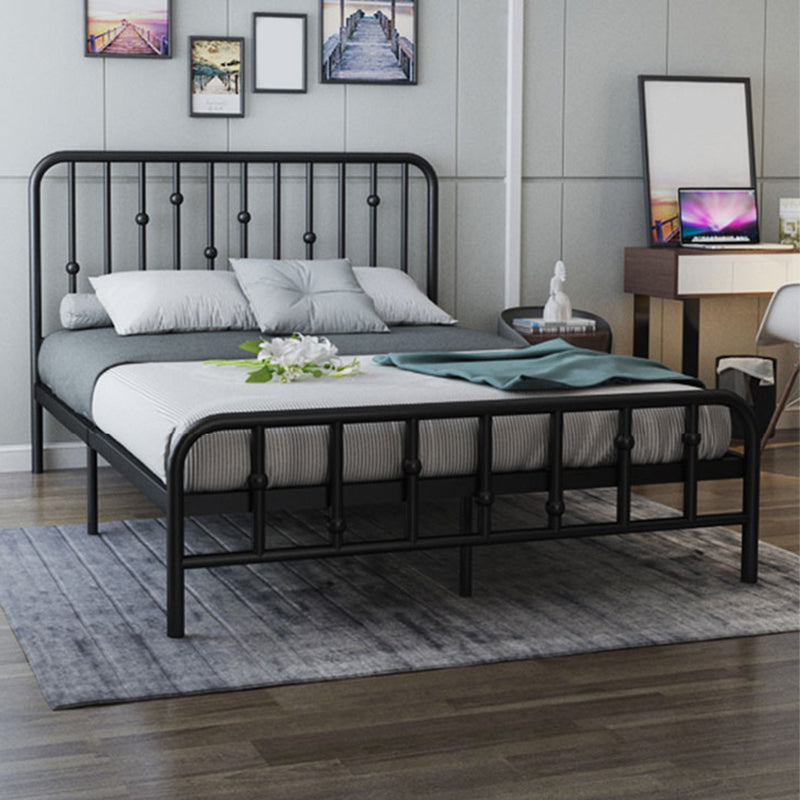 Glam Slat Bed Rectangular Spindle Headboard with Metal Legs Bed