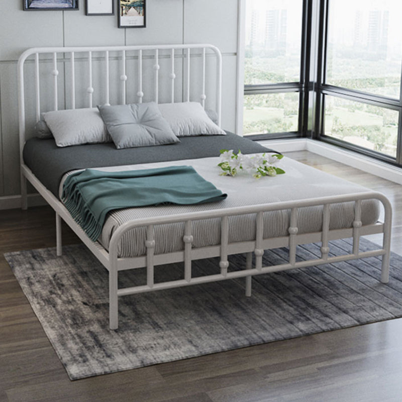 Glam Slat Bed Rectangular Spindle Headboard with Metal Legs Bed