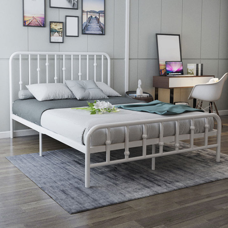 Glam Slat Bed Rectangular Spindle Headboard with Metal Legs Bed