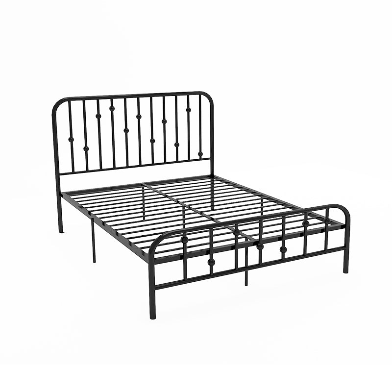 Glam Slat Bed Rectangular Spindle Headboard with Metal Legs Bed