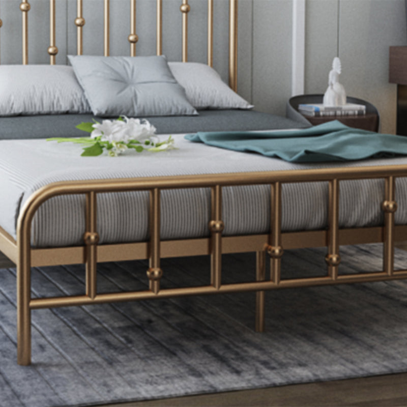 Glam Slat Bed Rectangular Spindle Headboard with Metal Legs Bed