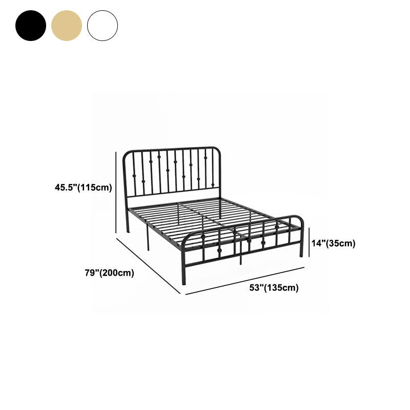 Glam Slat Bed Rectangular Spindle Headboard with Metal Legs Bed