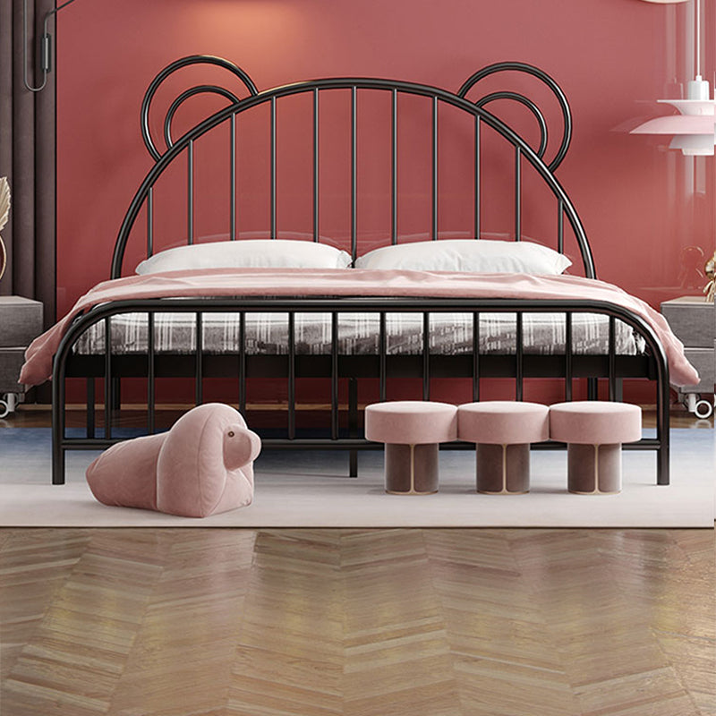 Bear Ear Headboard Glam Bed Iron Frame with Footboard,Tall Clearance