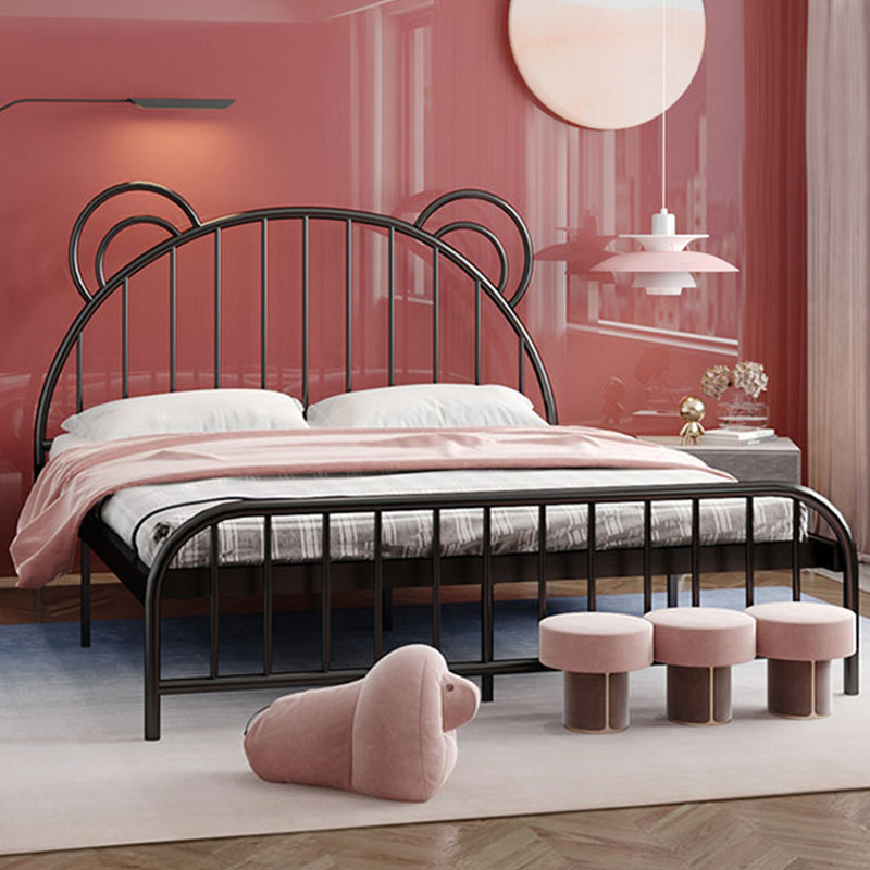 Bear Ear Headboard Glam Bed Iron Frame with Footboard,Tall Clearance