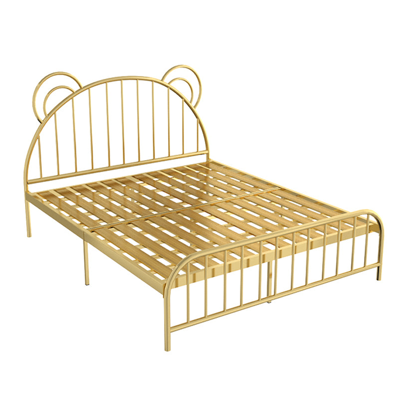 Bear Ear Headboard Glam Bed Iron Frame with Footboard,Tall Clearance