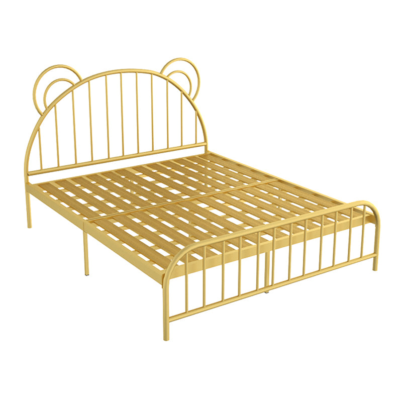 Bear Ear Headboard Glam Bed Iron Frame with Footboard,Tall Clearance