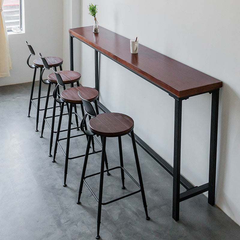 Industrial Style Solid Wood Bar Table Rectangle Bar Height Bar Dining Table