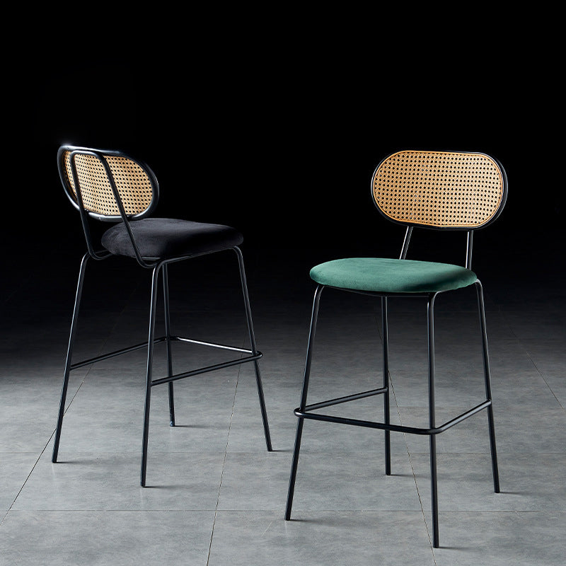 Scandinavian Low Back Armless Stool Velvet Upholstered Counter Stool