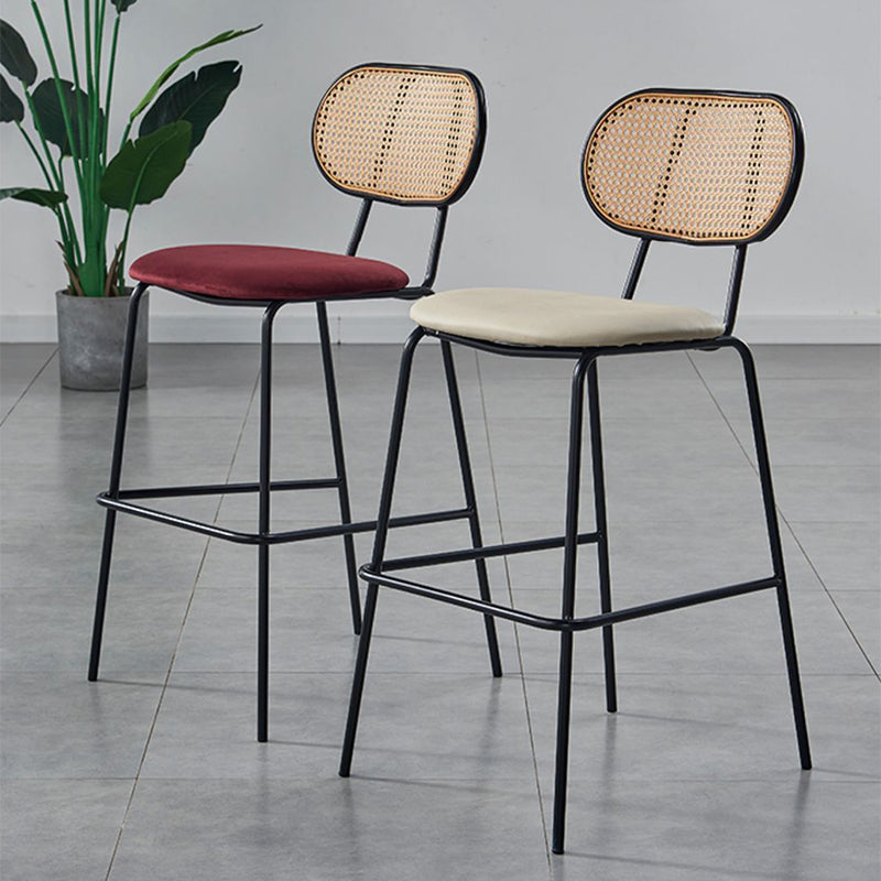 Scandinavian Low Back Armless Stool Velvet Upholstered Counter Stool