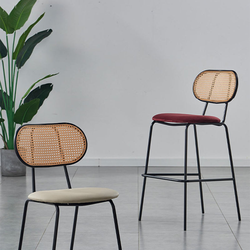 Scandinavian Low Back Armless Stool Velvet Upholstered Counter Stool