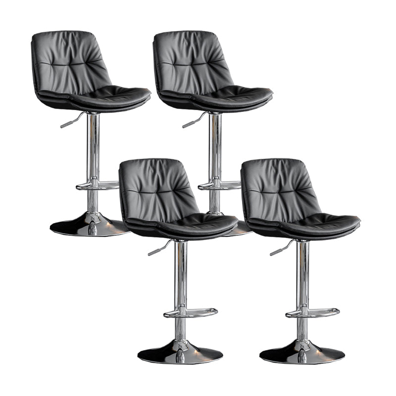 Scandinavian Metal Barstool Faux Leather Counter Stool With Chrome Base in Matte Finish