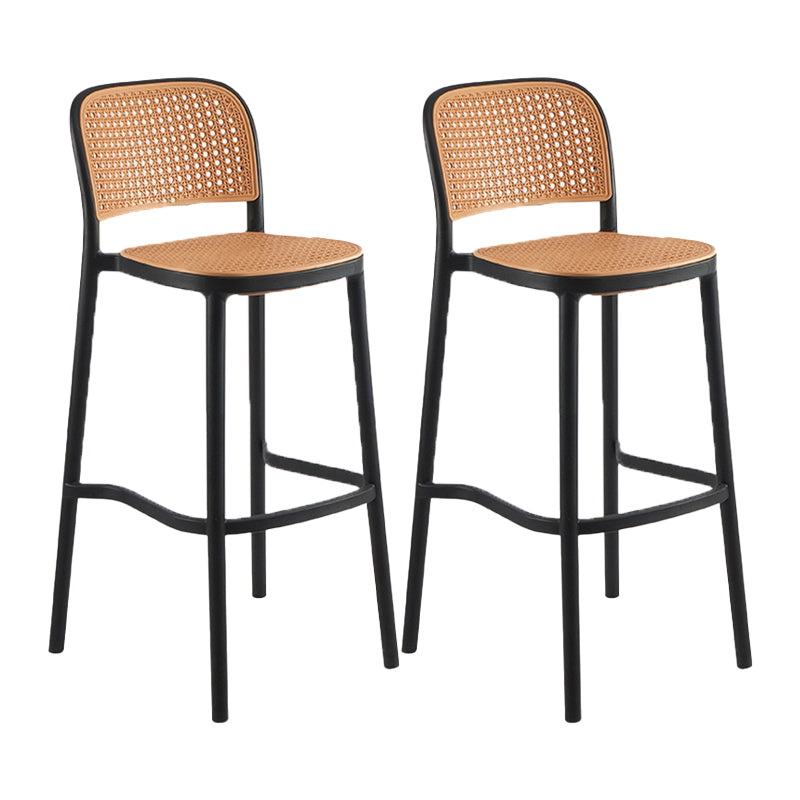 Contemporary Plastic Armless Bar Stool Square Seat with Plastic White and Black Frame