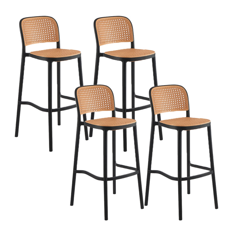 Contemporary Plastic Armless Bar Stool Square Seat with Plastic White and Black Frame