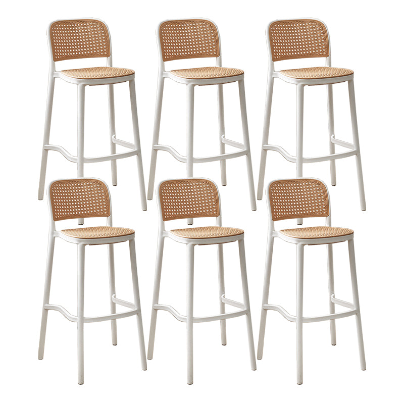 Contemporary Plastic Armless Bar Stool Square Seat with Plastic White and Black Frame