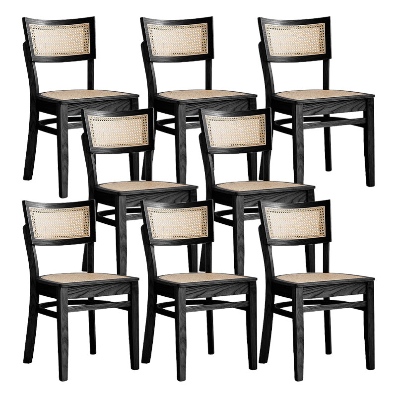 Modern Rattan Square Bar Stool Solid Wood Armless Bar Stool for Living Room