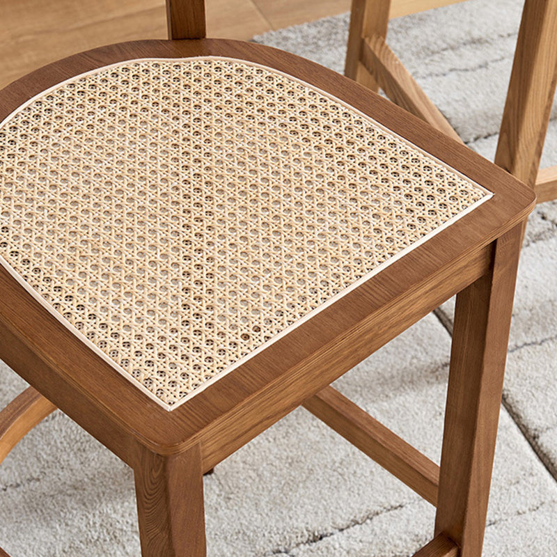 Modern Rattan Square Bar Stool Solid Wood Armless Bar Stool for Living Room