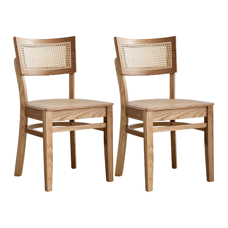 Modern Rattan Square Bar Stool Solid Wood Armless Bar Stool for Living Room