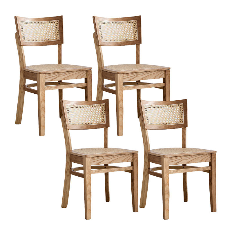 Modern Rattan Square Bar Stool Solid Wood Armless Bar Stool for Living Room