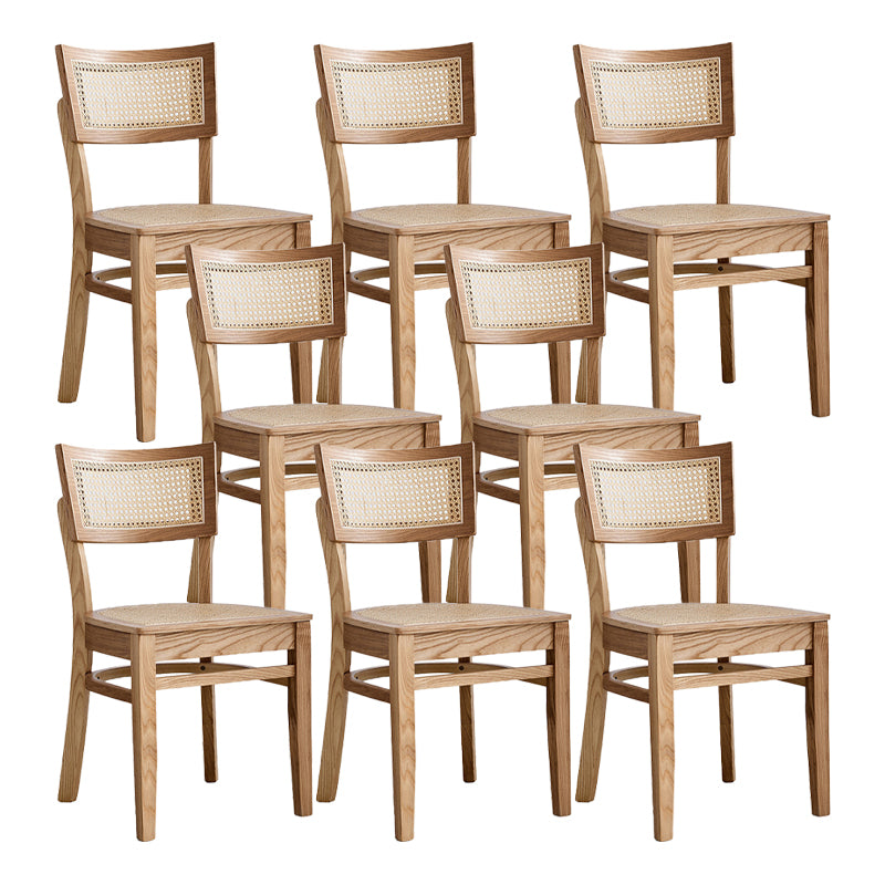 Modern Rattan Square Bar Stool Solid Wood Armless Bar Stool for Living Room