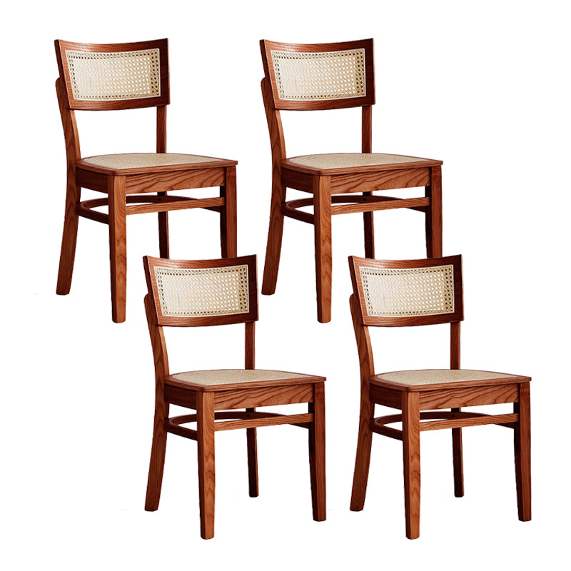 Modern Rattan Square Bar Stool Solid Wood Armless Bar Stool for Living Room