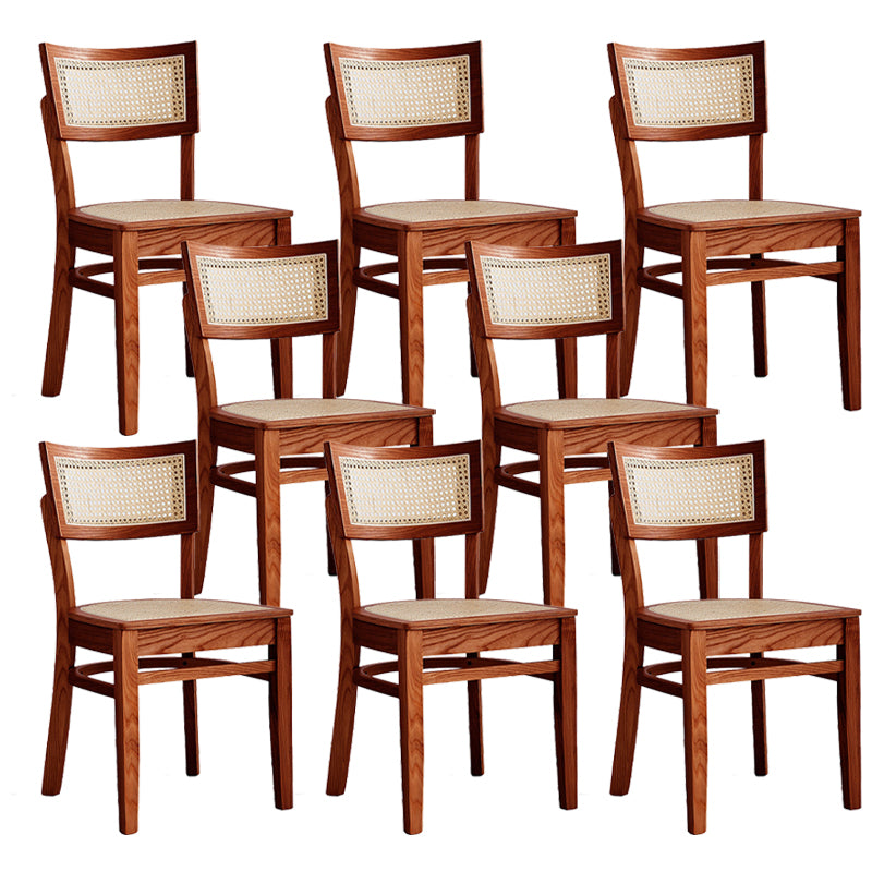 Modern Rattan Square Bar Stool Solid Wood Armless Bar Stool for Living Room
