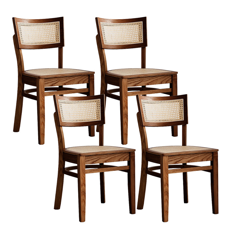 Modern Rattan Square Bar Stool Solid Wood Armless Bar Stool for Living Room