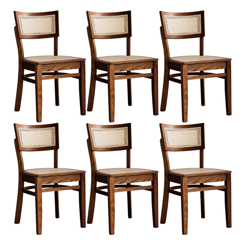 Modern Rattan Square Bar Stool Solid Wood Armless Bar Stool for Living Room