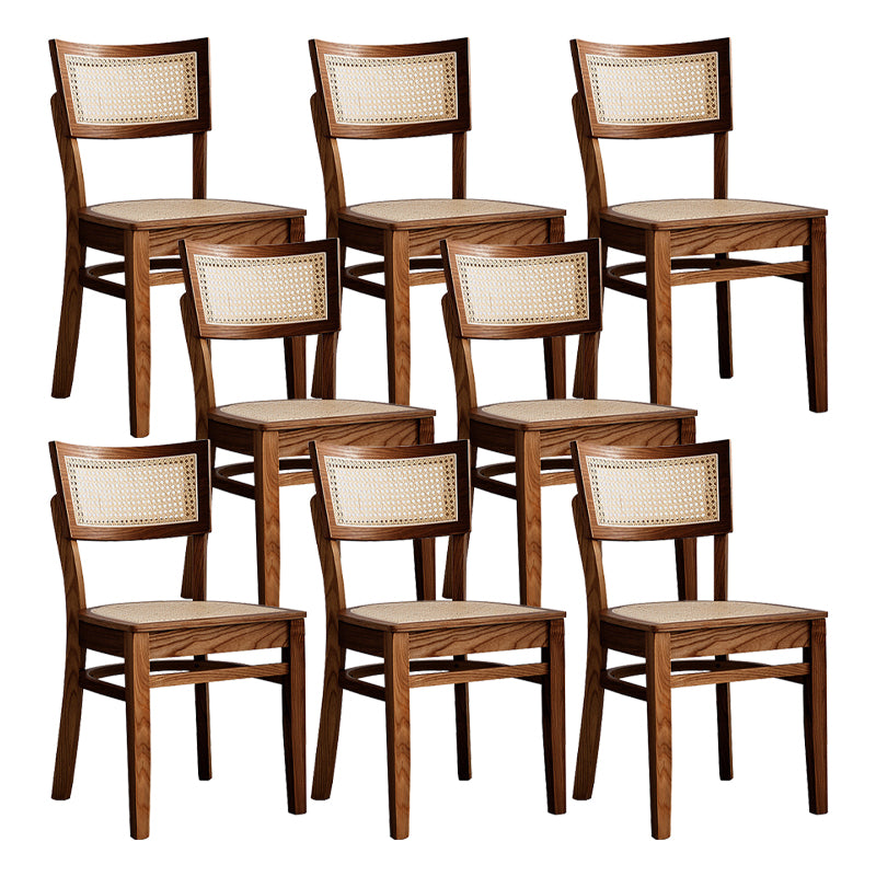 Modern Rattan Square Bar Stool Solid Wood Armless Bar Stool for Living Room